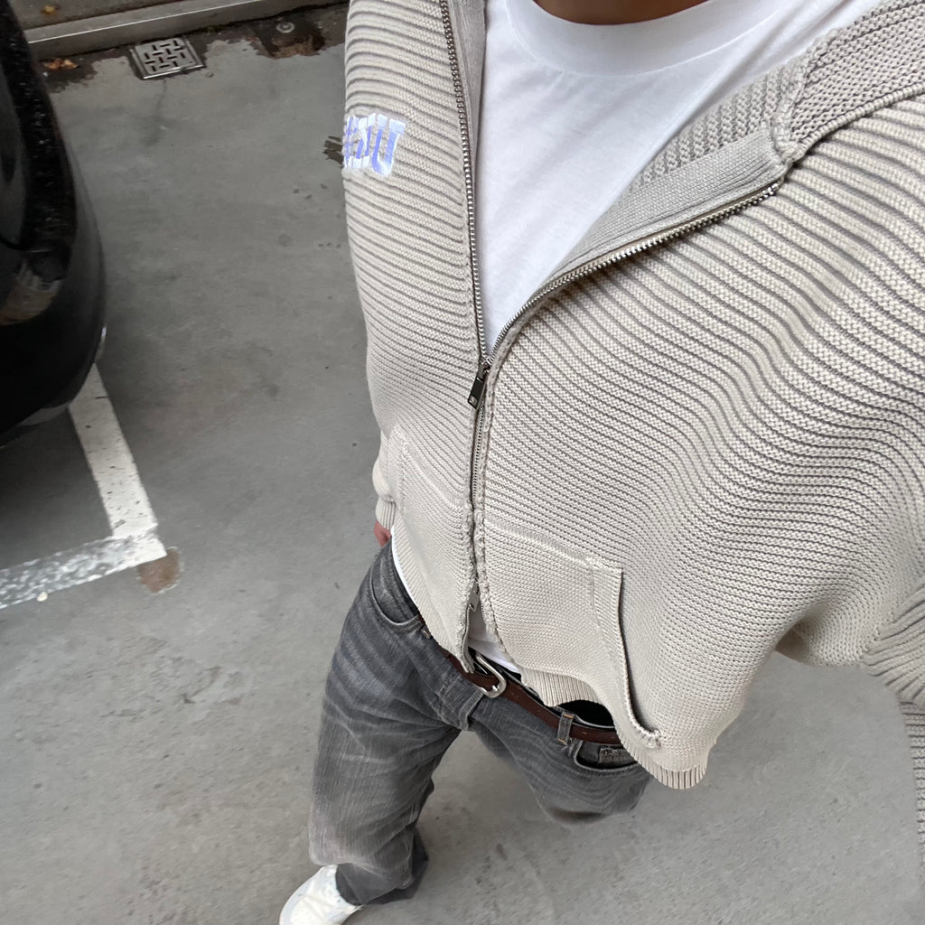 SAND KNIT ZIPUP